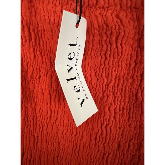 VELVET Graham & Spencer Red Guaze Dress ESME Off Shoulder Small NWT $268 ShiftXS - Picture 8 of 11